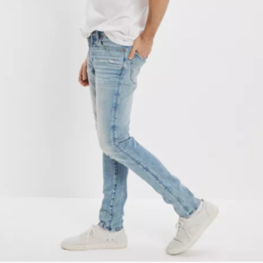 AE Men's Distressed Skinny Jeans, Size 36x32